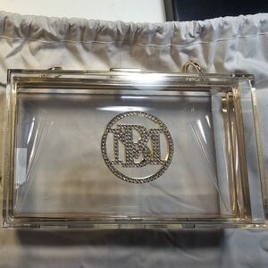 Badgley mischka acrylic gold crossbody clear